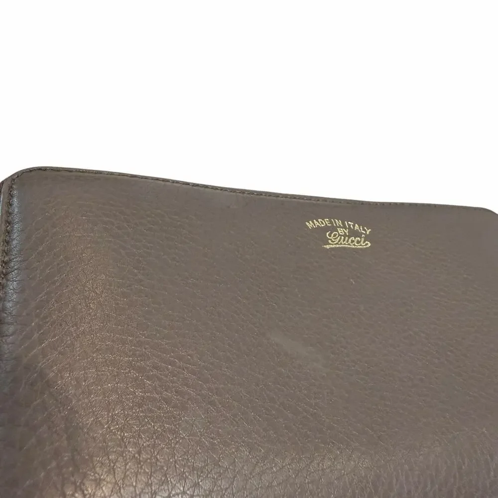 Gucci Zip Around Pebbled Leather Bamboo Guccissima Wallet Gray AS IS - Picture 4 of 11